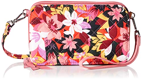 Vera Bradley Damen Umhängetasche RFID-Schutz Crossbody Geldbörse, Rosa Floral-Recycelte Baumwolle von Vera Bradley