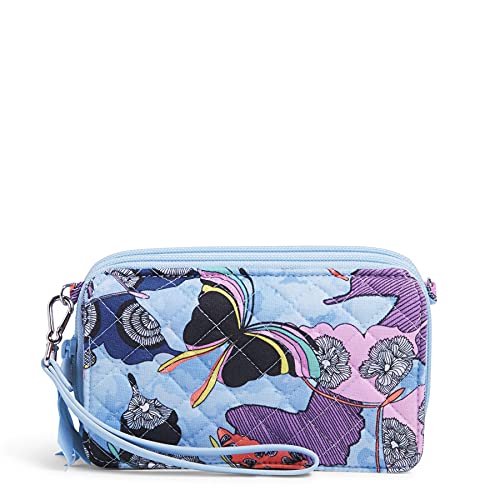 Vera Bradley Damen All in One Crossbody Geldbörse mit RFID-Schutz, Umhängetasche, Butterfly by – recycelte Baumwolle von Vera Bradley