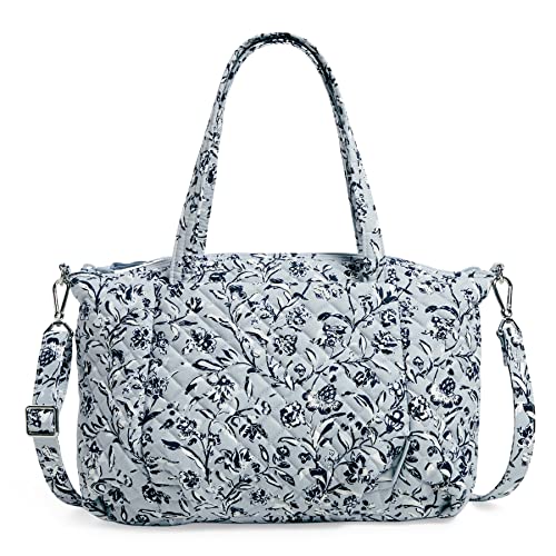 Vera Bradley Damen Schultertasche, plissiert, mehrere Riemen Handtasche, Stauden, Grau, recycelte Baumwolle von Vera Bradley