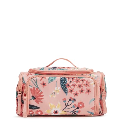 Vera Bradley Große Reise-Kosmetik-/Make-up-Organizer-Tasche für Damen aus Ripstop-Gewebe, Paradise Bright Coral, Einheitsgröße von Vera Bradley