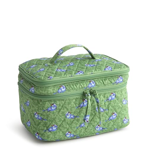 Vera Bradley Kosmetikkoffer für Damen, Premium-Baumwolle, zum Aufbürsten, Grüne Vögel, Einheitsgröße von Vera Bradley