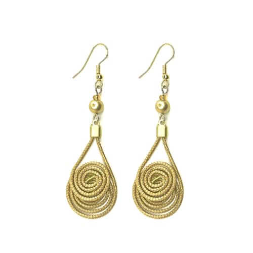 Capim Dourado Ohrringe in Tropfenform - Brasilianische Handwerkskunst Gold - leicht, elegant und natürlich - Edelstahl von Vera Mentis