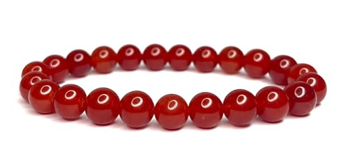 Vera Mentis Damen-Armband aus Karneol Naturstein – Perlen 8 mm – handgefertigt – esoterischer energieeffizienter Schmuck für Vitalität und Vertrauen von Vera Mentis