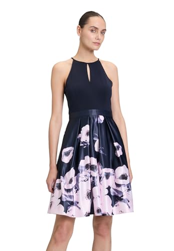 Vera Mont Damen Cocktailkleid mit Blumenprint Dark Blue/Rosé,38 von Vera Mont