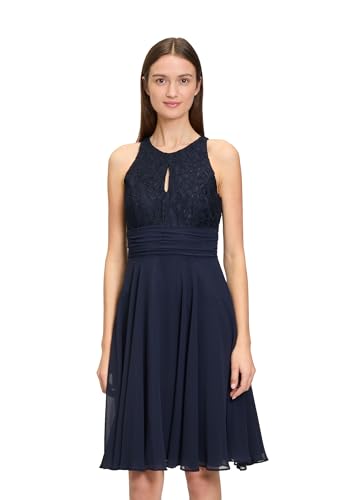 Vera Mont Damen Abendkleid mit Spitze, Blau, 44 von Vera Mont