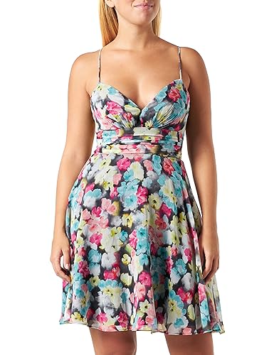 Vera Mont Damen Cocktailkleid mit Blumenprint Grau/Pink,36 von Vera Mont