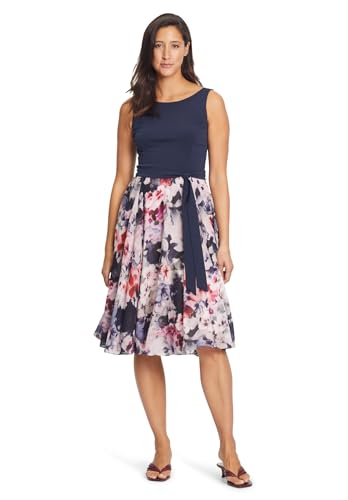 Vera Mont Damen Cocktailkleid mit Blumenprint Rosé/Dark Blue,40 von Vera Mont