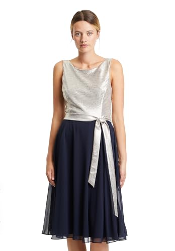 Vera Mont Damen Cocktailkleid mit Gürtel Patch Gold/Dark Blue,34 von Vera Mont