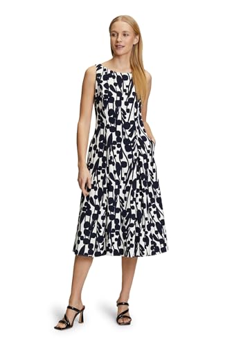 Vera Mont Damen Cocktailkleid mit Print Cream/Dark Blue,36 von Vera Mont