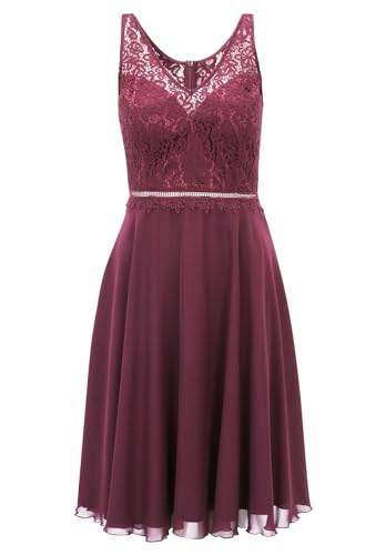Vera Mont Damen Cocktailkleid mit Spitze 42, Shiny Bordeaux von Vera Mont