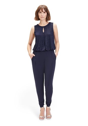 Vera Mont Damen Jumpsuit im Glitzer-Look Patch Dark Blue/Dark Blue,44 von Vera Mont