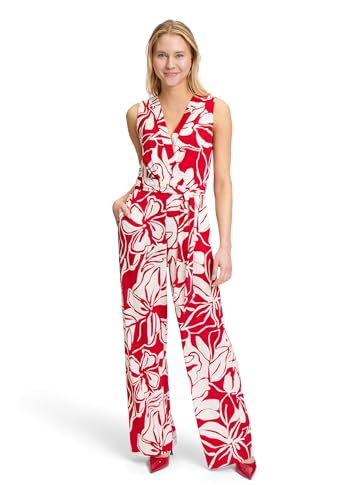 Vera Mont Damen Jumpsuit mit Bindegürtel 40, Rot/Weiß von Vera Mont