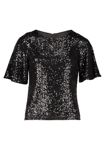 Vera Mont Damen Pailletten-Bluse mit Flügelärmeln 42, Schwarz von Vera Mont
