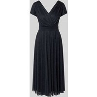 Vera Mont Knielanges Cocktailkleid mit V-Ausschnitt in Dunkelblau, Größe 38 von Vera Mont