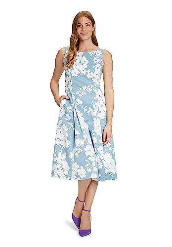 Vera Mont Damen Cocktailkleid mit Blumenprint Light Blue/White,44 von Vera Mont