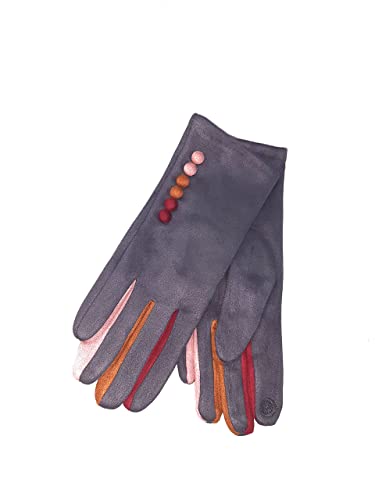 Vera Tucci 'Margot' Damen Handschuhe Wildledergefühl Touchscreen Multicolor Finger G05, dunkelgrau, 42 von Vera Tucci