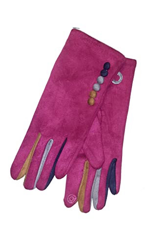 Vera Tucci 'Margot' Damen Handschuhe Wildledergefühl Touchscreen Multicolor Finger G05, himbeere, 42 von Vera Tucci