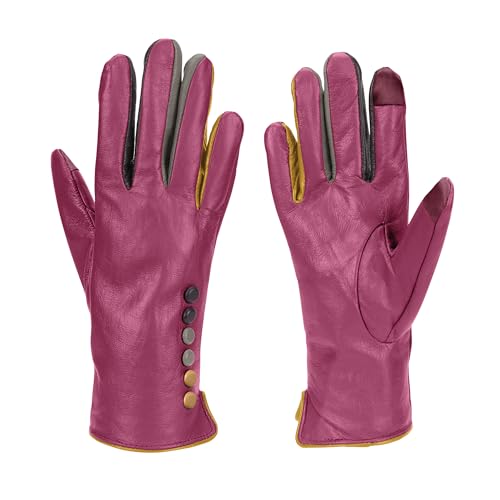 Vera Tucci TIFFANY G01 Originals Designer Luxuriöse Lederhandschuhe - Damenhandschuhe Winterhandschuhe Winterhandschuhe für Damen Designer Handschuhe Fingerlose Handschuhe Fäustlinge, Fuchsia, S-M Vera Tucci TIFFANY G01 Originals Designer Luxuriöse Lederhandschuhe - Damenhandschuhe Winterhandschuhe Winterhandschuhe für Damen Designer Handschuhe Fingerlose Handschuhe Fäustlinge, Fuchsia, S-M von Vera Tucci