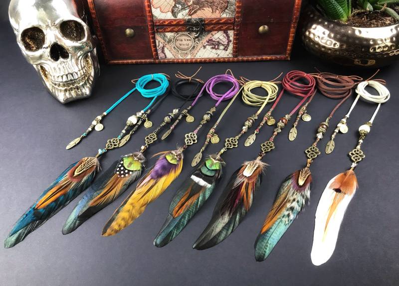 Perlen Feder Haar Flechter Boho Braid Accessoire von VeraBlack