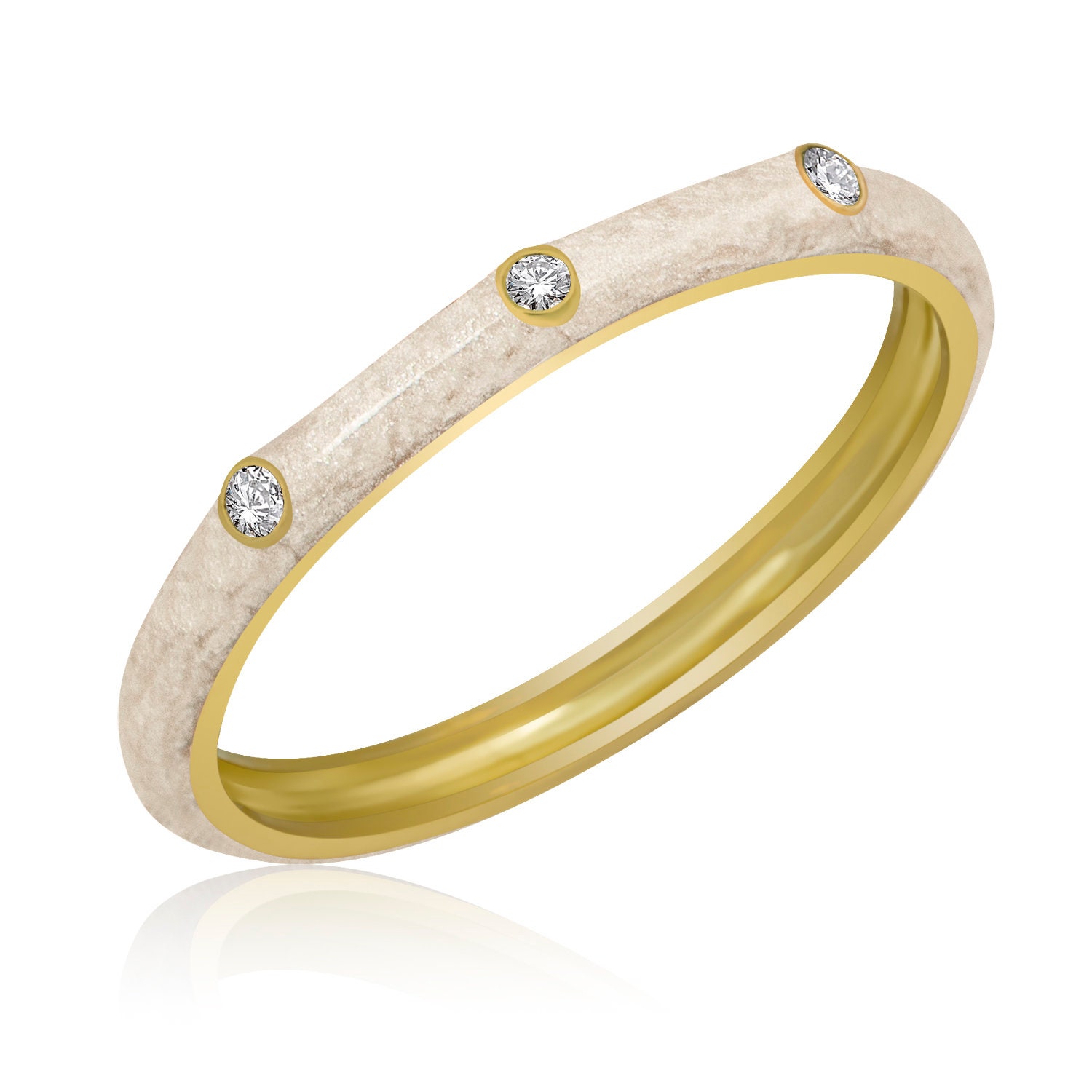 14K Gold Diamant Beige Emaille Ringe/Minimal Bunte Stapelbarer Ring Geburtstagsgeschenk Muttertagsgeschenk von VeraByEden