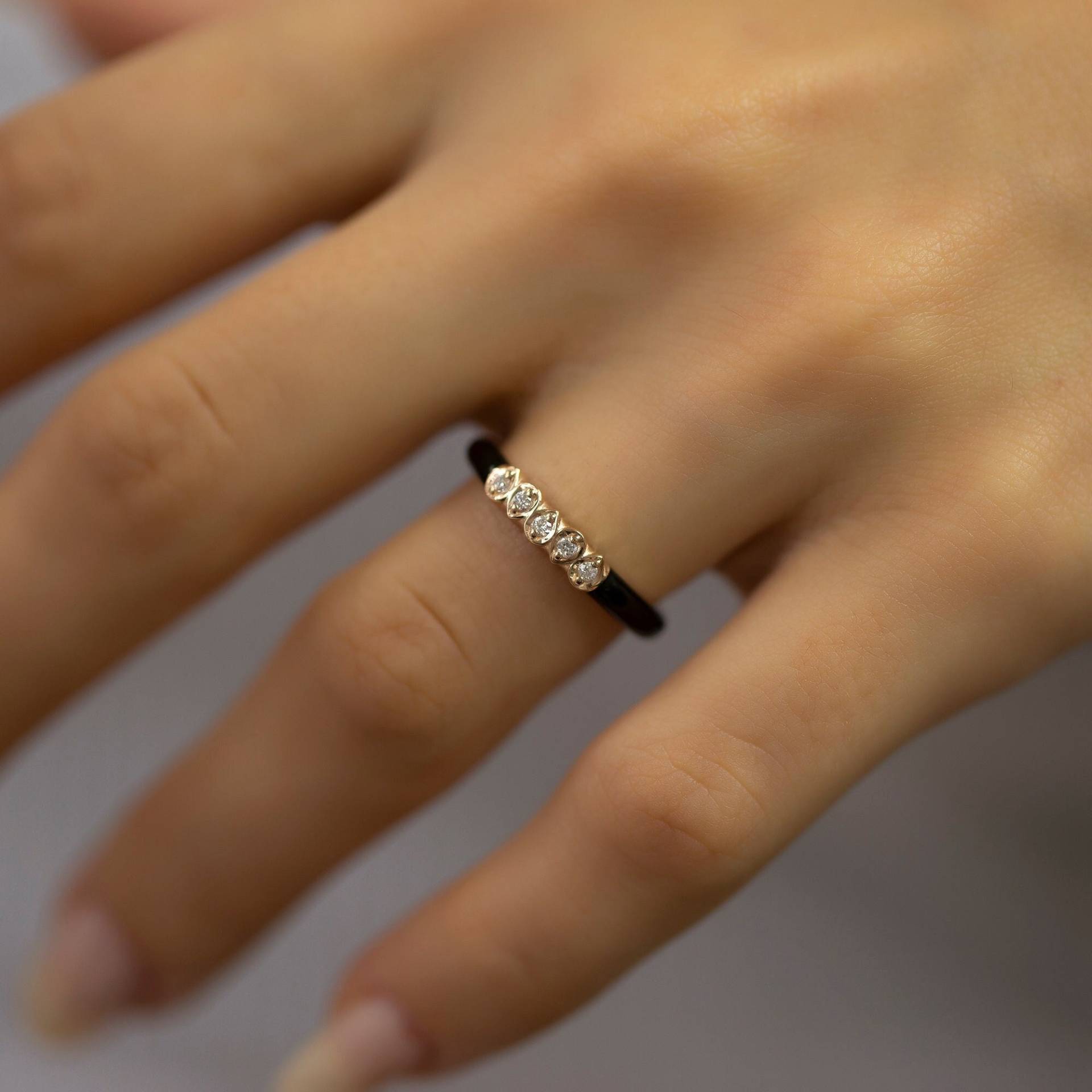 14K Gold Diamant Bunter Emaille Ring Für Frau/Mehrfarbiger Geschenk Stapelringe Muttertagsgeschenke Die Mutter von VeraByEden