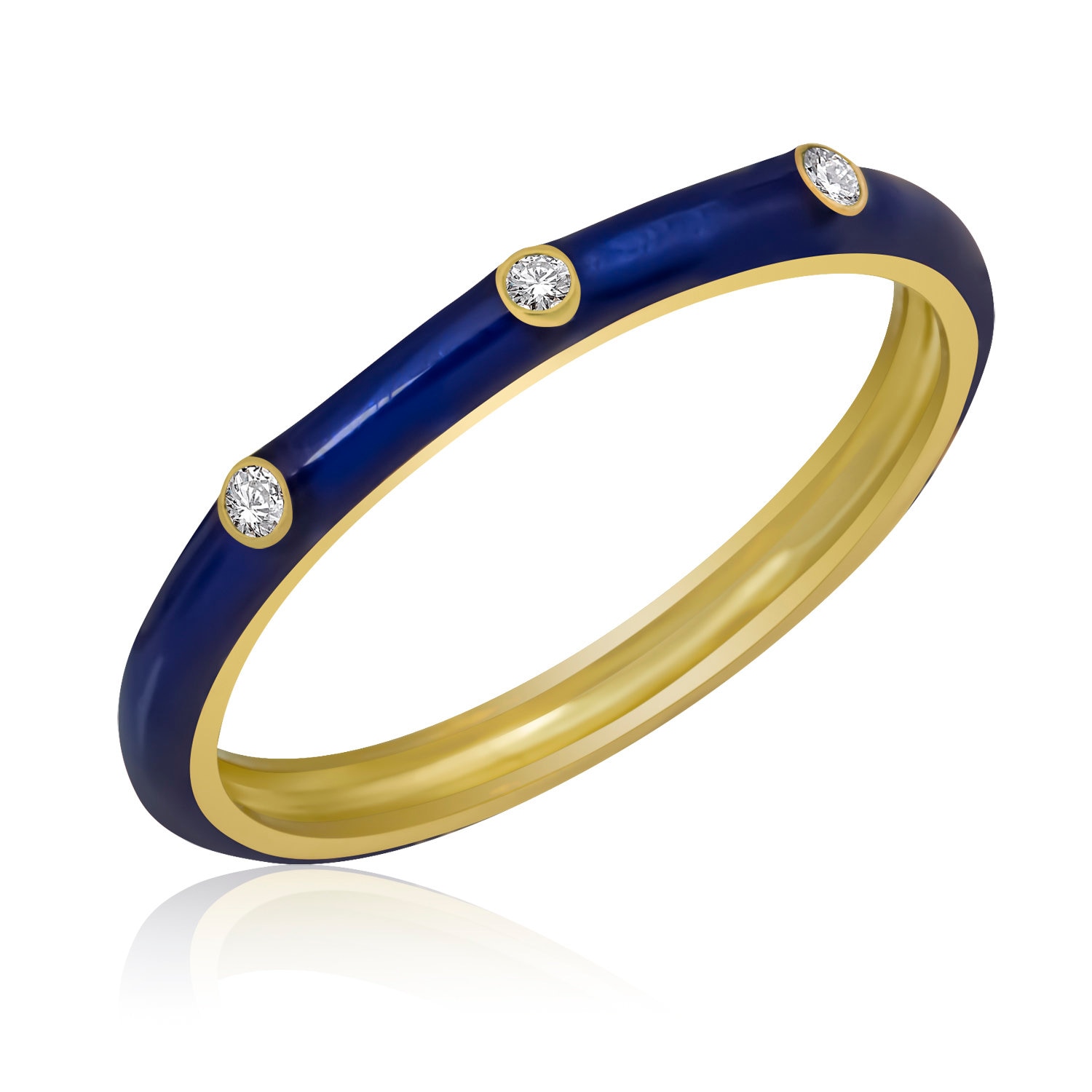 Marineblauer Emaille-Ring Aus 14 Karat Gold Mit Diamanten/Bunter Emaille-Diamantring Stapelbarer Diamantring Geburtstagsgeschenke Für Sie von VeraByEden