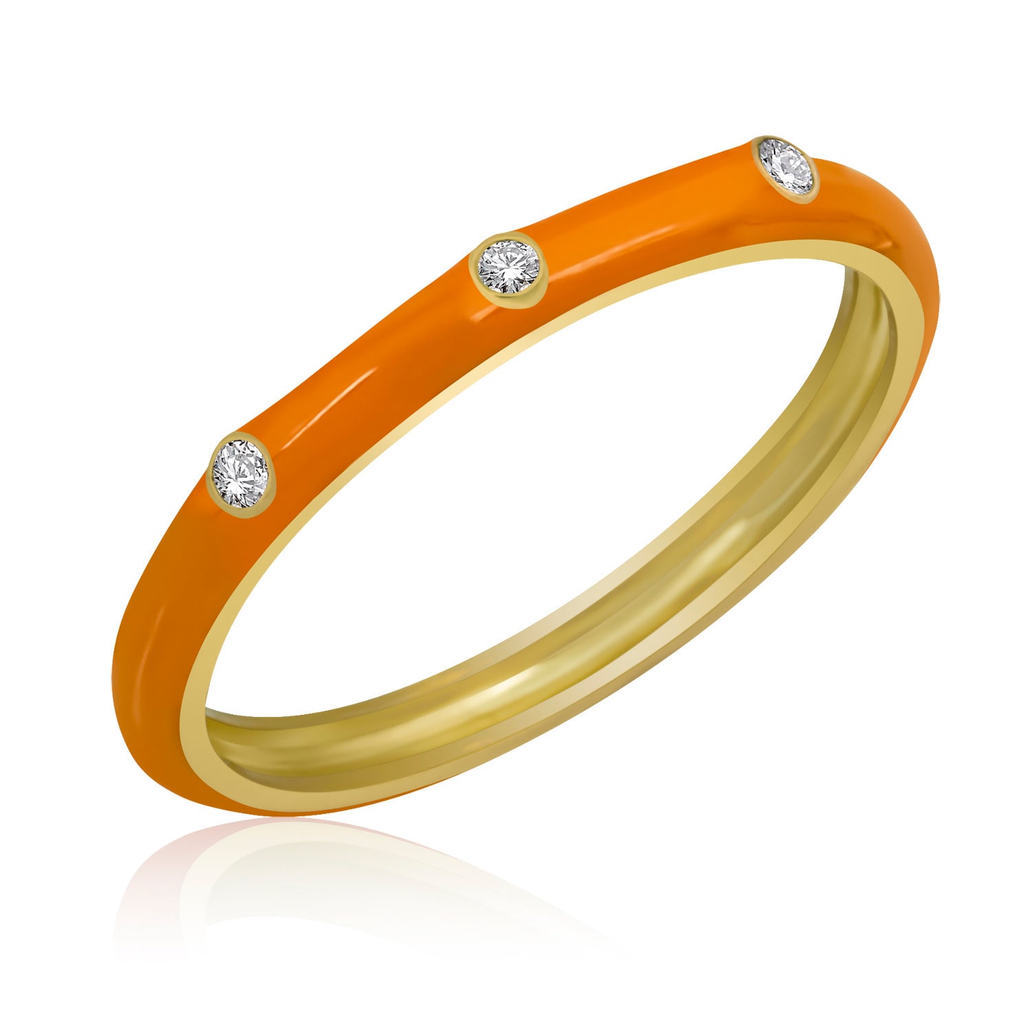 14K Gold Diamant-Orange-Emaille-Ring/Bunte Emaille-Gold-Diamantringe Diamant-stapelringe Muttertagsgeschenk Geburtstagsgeschenke Für Sie von VeraByEden