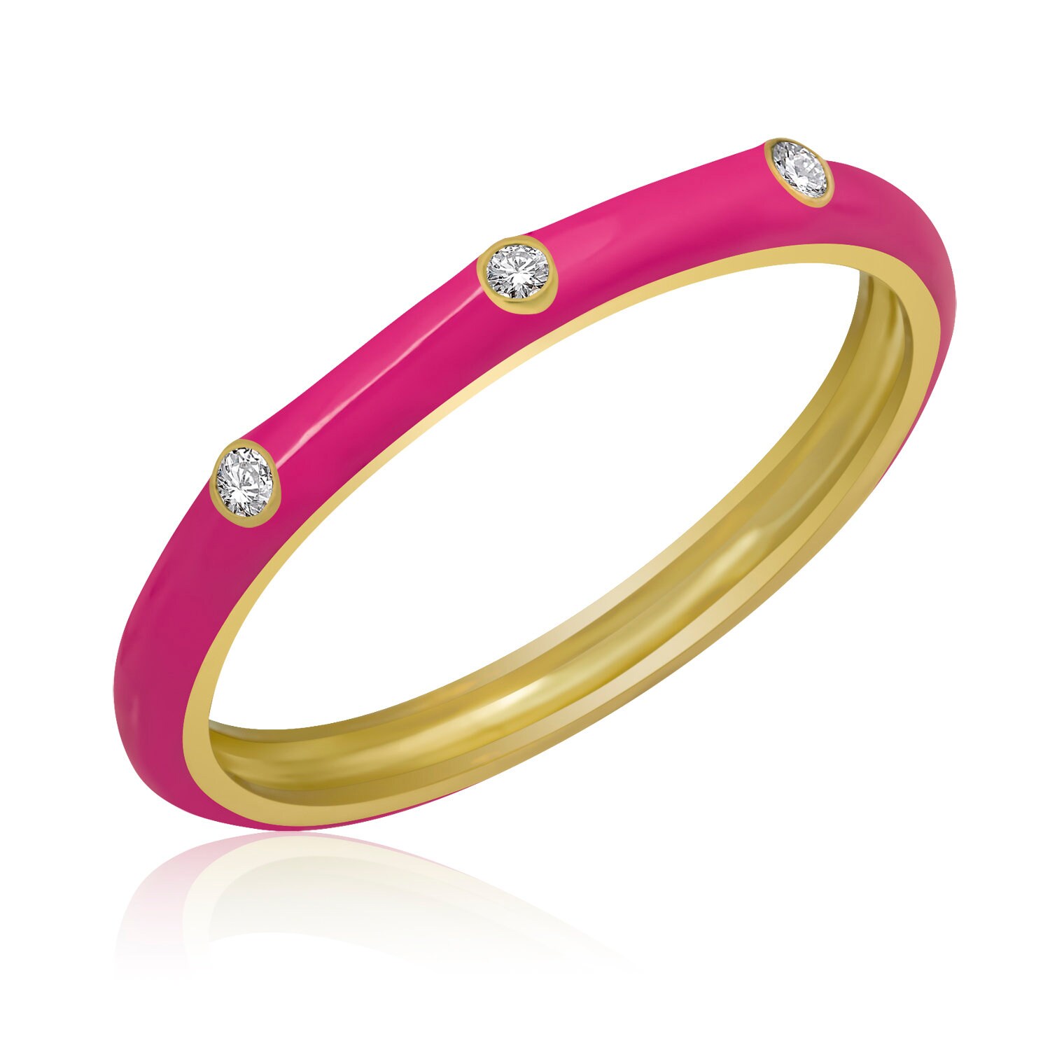 14K Gold Diamant Rosa Emaille Ring/ Bunte Ringe/ Stapelring/ Geburtstagsgeschenke/Muttertagsgeschenke von VeraByEden