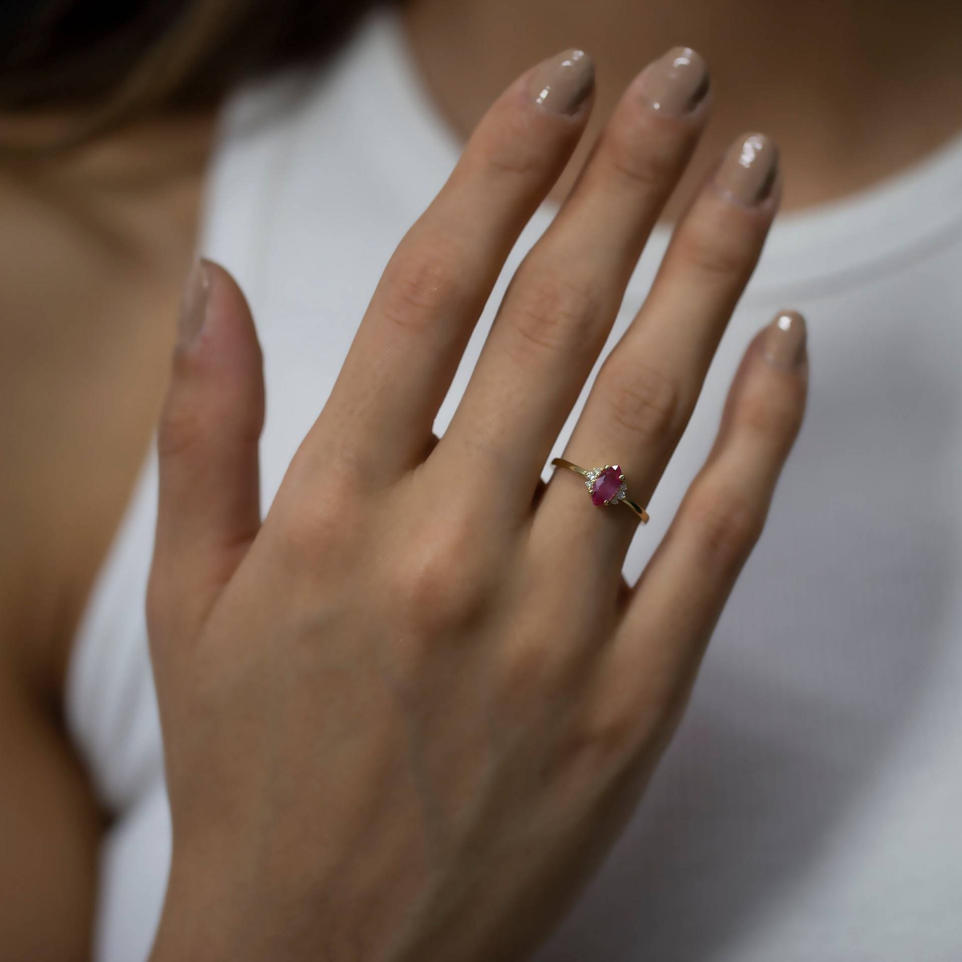 14K Gold Diamant-Rosa-Saphir-Ring Für Frau/ Gold-Marquise-Schliff-Rosa-Saphir-Ring Mit Diamant/ Muttertagsgeschenke/ Die Mutter von VeraByEden