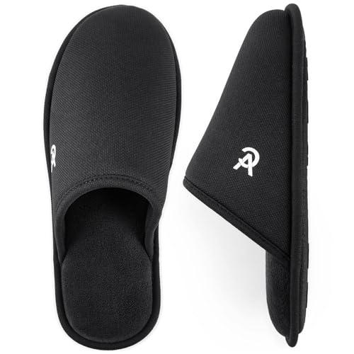 VeraCosy Herren Bequeme Pantoffeln Weich Rutschfest Maisstrick Gedächtnisschaum Innen Schlafzimmer Hausschuhe Dunkelschwarz,40-41 EU von VeraCosy