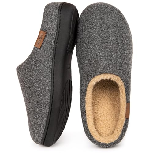 VeraCosy Herren Flauschige Sherpa Pantoffeln Memory Schaum Anti-Rutsch Innen Hausschuhe Grau，40-41 EU von VeraCosy