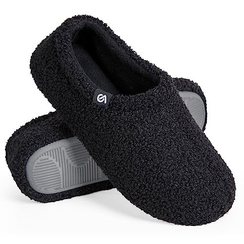 VeraCosy VeracCosy Damen Memory Foam Plüsch Hausschuhe Antirutsch Baumwolle Pantoffeln Mit Polar Fleece-Futter, 38/39 EU, Schwarz von VeraCosy