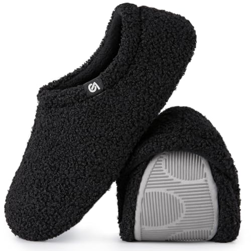 VeraCosy VeracCosy Damen Memory Foam Plüsch Hausschuhe Antirutsch Baumwolle Pantoffeln Mit Polar Fleece-Futter, 38/39 EU, Schwarz von VeraCosy