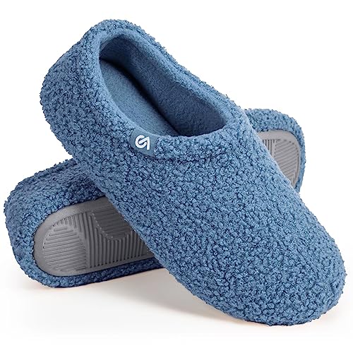 VeracCosy Damen Memory Foam Plüsch Hausschuhe Antirutsch Baumwolle Pantoffeln Mit Polar Fleece-Futter, 36/37 EU, Blau von VeraCosy