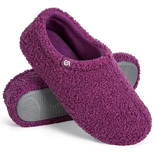 VeracCosy Damen Memory Foam Plüsch Hausschuhe Antirutsch Baumwolle Pantoffeln Mit Polar Fleece-Futter, 36/37 EU, Lila von VeraCosy