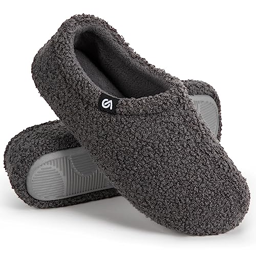 VeracCosy Damen Memory Foam Plüsch Hausschuhe Antirutsch Baumwolle Pantoffeln Mit Polar Fleece-Futter, 36/37 EU Dunkelgrau von VeraCosy