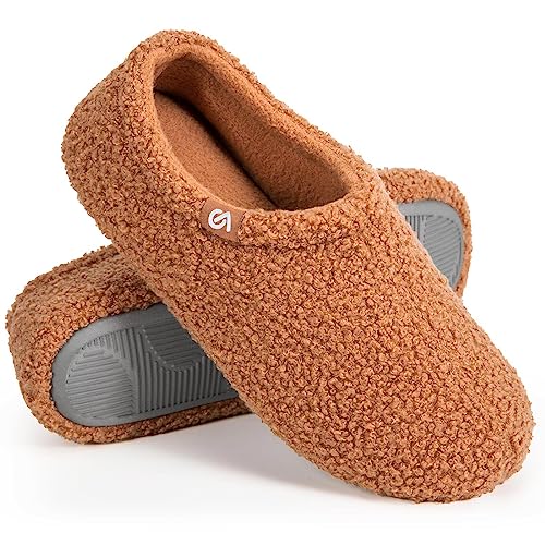 VeracCosy Damen Memory Foam Plüsch Hausschuhe Antirutsch Baumwolle Pantoffeln Mit Polar Fleece-Futter, 37.5 EU Tan von VeraCosy