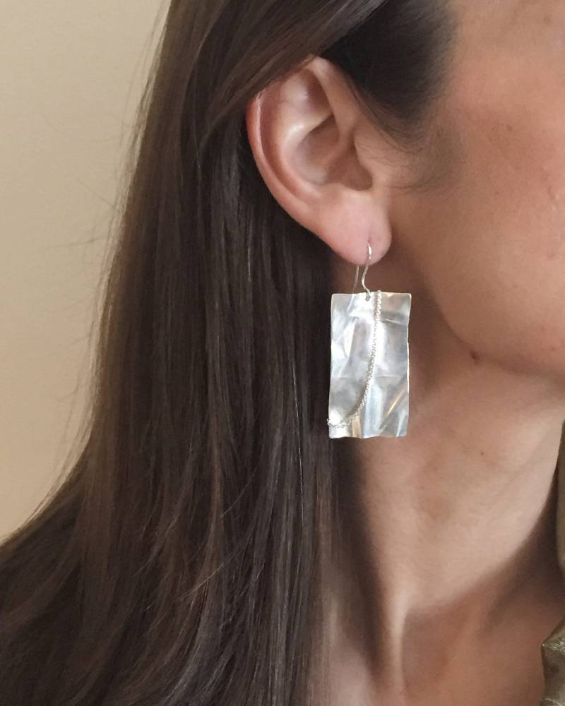 Sterling Silber Rechteckige Ohrringe, Statement Lange Ohrringe Und Kette, Party Schmuck, Schmuck Sterling Silber Rechteckige Ohrringe, Statement Lange Ohrringe Und Kette, Party Schmuck, Schmuck von VeraGJewellery