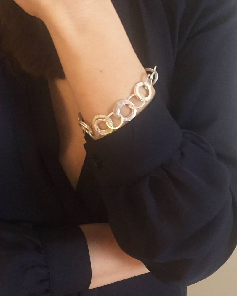 sterling Silber Creolen Gliederkette Armband, Geschenk Für Sie, Muttertagsgeschenk sterling Silber Creolen Gliederkette Armband, Geschenk Für Sie, Muttertagsgeschenk von VeraGJewellery