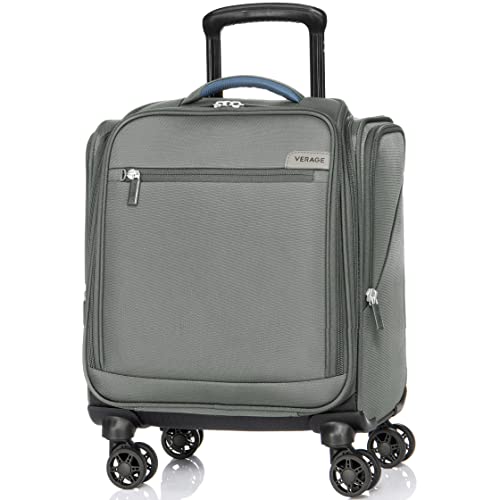 Verage Carry On Untersitzgepäck mit Rädern & USB-Anschluss, Roll-Spinner-Beutel, Handgepäck für Fluggesellschaften, Leichter Koffer, Herren, Damen, Piloten und Crew, GRAU, Upgrade-14-Inch Plus von Verage