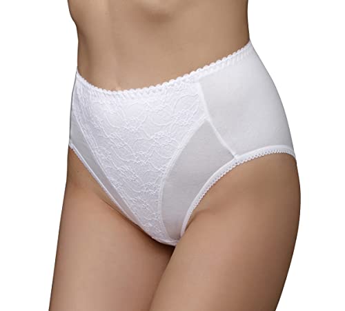 Verally 2er Pack Taillenslip high-Waist | mit breiter, weicher Spitze | hohe Taille, verstärkter Halt am Bauch | Unterwäsche Damen, Unterhose | von Verally