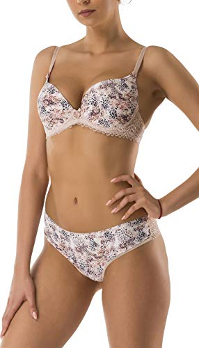 Verally BH Set | Schalen Push-Up BH & Brazilian Slip | zarte Spitze | Dessous, Lingerie | Damen Unterwäsche Set | T-Shirt BH | Gr. 70-85 | Cups A-D | 75B von Verally