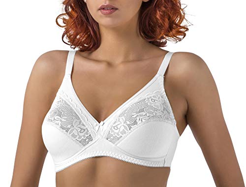 Verally BH ohne Bügel, Entlastungs BH | bequem | gepolsterte Cups | zarte Spitze | beige, schwarz, weiß | Gr. 75-90 A-E von Verally