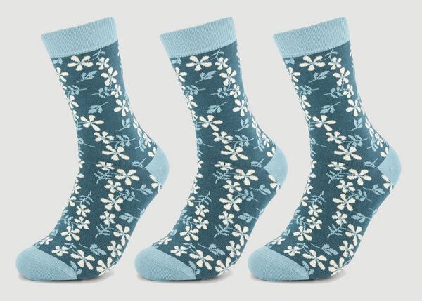 Veraluna Sustainable Clothing Unisex Socken 3er Pack "New Flowers Blue" aus Bio-Baumwolle Veraluna Sustainable Clothing Unisex Socken 3er Pack "New Flowers Blue" aus Bio-Baumwolle von Veraluna Sustainable Clothing