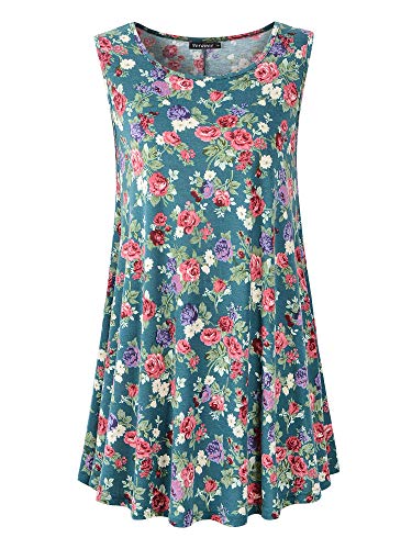 Veranee Damen Ärmellose Swing Tunika Sommer Floral Flare Tank Top - - XXX-Large von Veranee