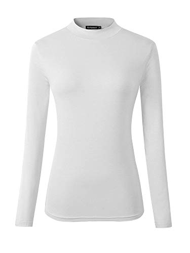 Veranee Damen Langarm Slim fit Pullover mit Stehkragen Basic-Layering-t-Shirt Large Weiß von Veranee