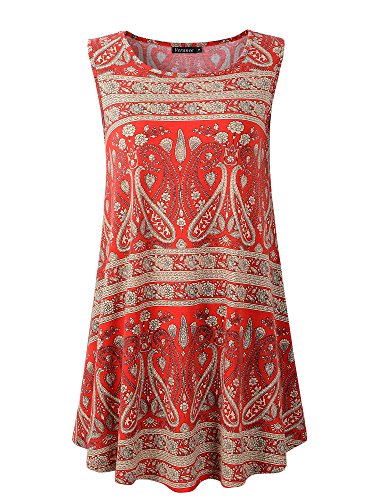 Veranee Damen ärmellos Swing Tunika Sommer blumenaufflackern Tank-top XXX-Large 43638 von Veranee