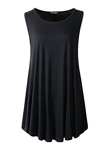 Veranee Damen ärmellos Swing Tunika Sommer blumenaufflackern Tank-top groß schwarz von Veranee