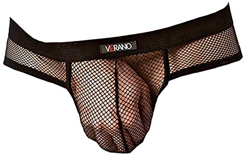 Herren Slip transparent Netz schwarz (L) von Verano