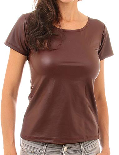 Latex Damen Shirt - Damen Wetlook Shirt mit halbem Arm (Bordeaux, M) von Verano